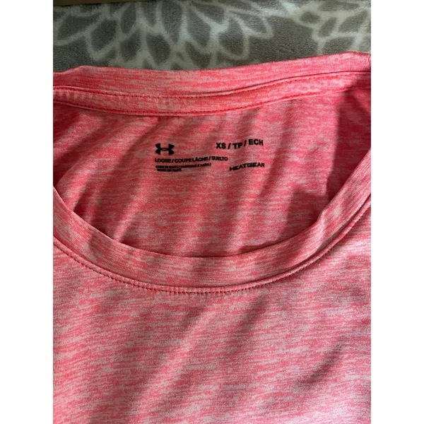 Under Armour HeatGear Tee Womens XS Pink Heather Space‎ Dye Short Sleeve T-Shirt - Image 2