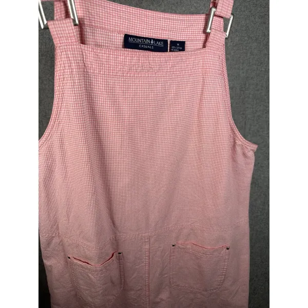 Vintage Mountain Lake Casuals Medium Overalls Dress Red Checkered Cotton Pockets - Image 10