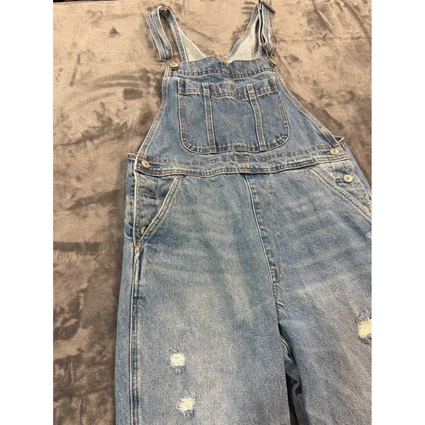 Abercrombie & Fitch Overalls Womens Blue Distressed Denim M - Image 2