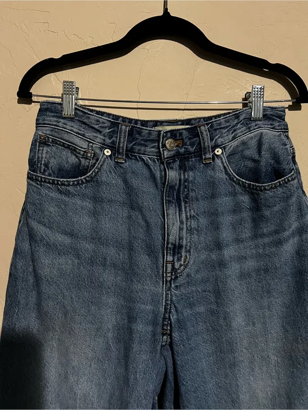 Madewell‎ Curvy Super Wide Leg Crop High Rise Raw Hem Jeans - Image 3