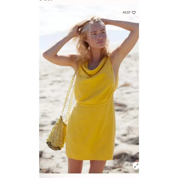 Free People Women’s A Little Extra Mini Dress Sz S Yellow Open Back S NWT $68 - Image 3