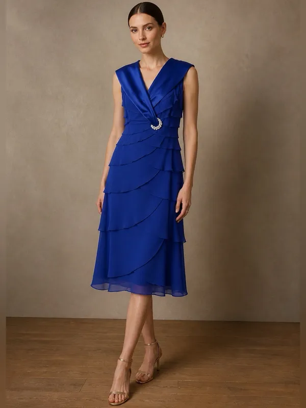 Alex Evenings Ruffed Midi Dress Womens 10 Party Cocktail Wedding Formal Glam - Image 10