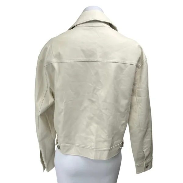 Aritzia Wilfred Faux Vegan Leather Gaze Women's Beige Button Down Coat Jacket S - Image 2