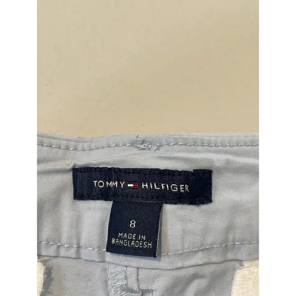Tommy Hilfiger Shorts Light Blue Bermuda Cuffed with Belt Size 8 - Image 7