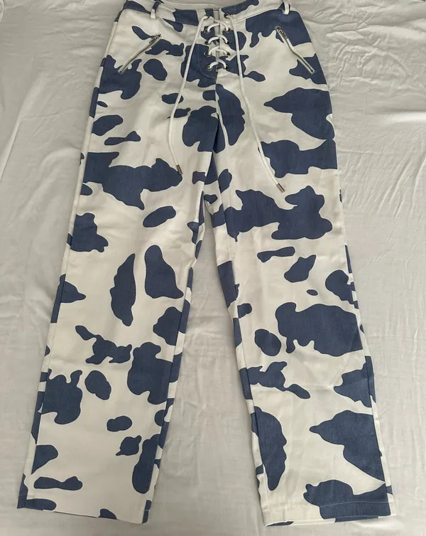 Beginning Boutique Tiger Lace Up Pants Cow Print - Image 3