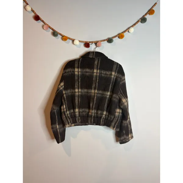 NWT Zara Plaid Wool Blend Jacket Brown Plaid - Image 3
