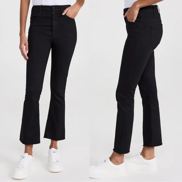 MOTHER • The Hustler Ankle Fray jeans washed black Not Guilty bootcut flare crop - Image 6