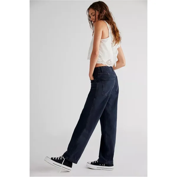 Free People Maryel Mid-Rise Boyfriend Jeans in Blue Black Wash Size 31 Boho Fall - Image 2