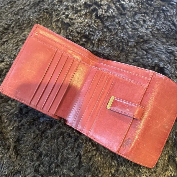 red Coach leather bifold wallet. - Image 7
