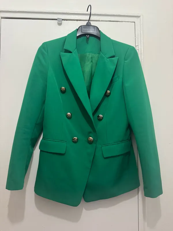 Green Double Breasted Women Blazer size M - Image 2