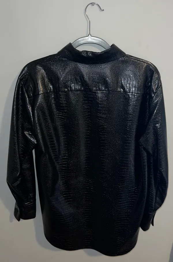 Zara Faux Black Leather Jacket - Image 7