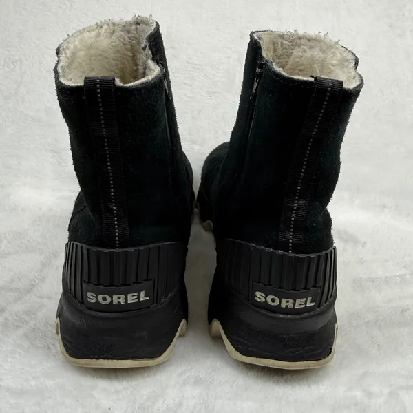 Sorel Kinetic‎ Short Black Suede Faux Fur Lined Ankle Boots NL3128-010 Womens 8 - Image 5