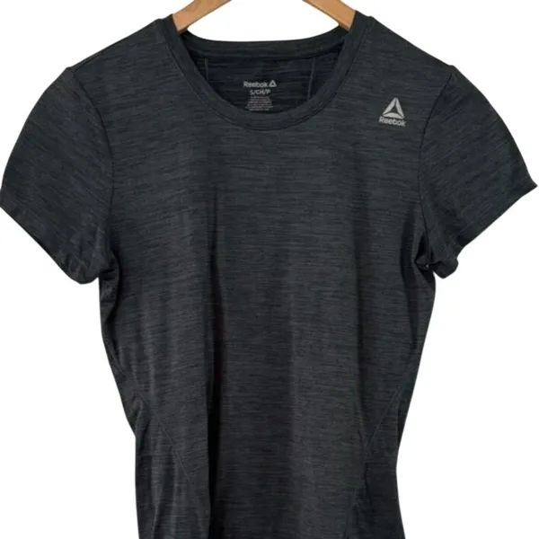 Reebok Womens Gray Space Dye Heathered‎ Short Sleeve Athletic T-Shirt Size Small - Image 2