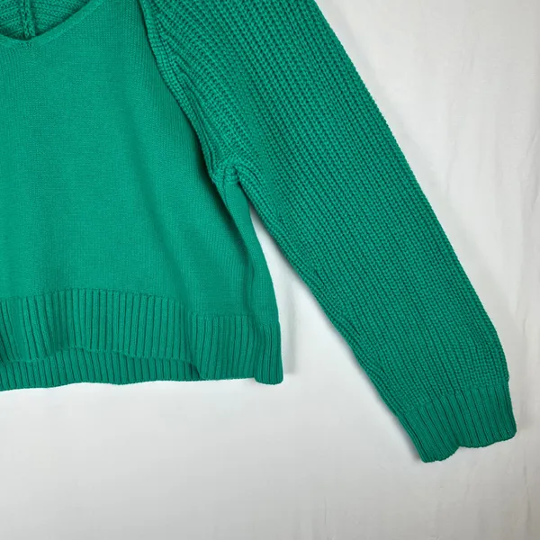 ba&sh Lady Pullover Emerald Green Wool Cotton Layered Knit Sweater US 6 - Image 5