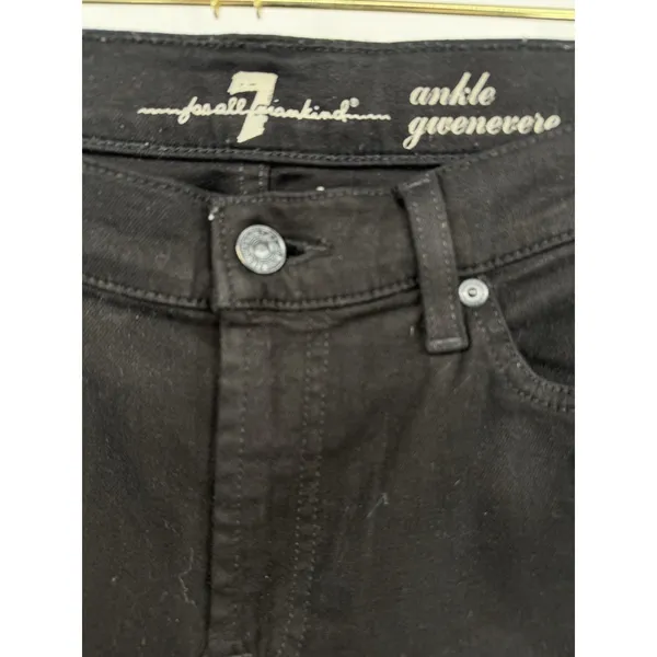 7 For All Mankind Ankle Gwenevere Jeans Black Distressed Skinny Stretch Size 31 - Image 4