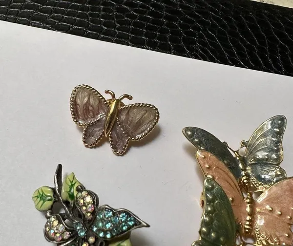 Lot Of 3 Pretty Butterfly Insect Brooch Pins - Image 3