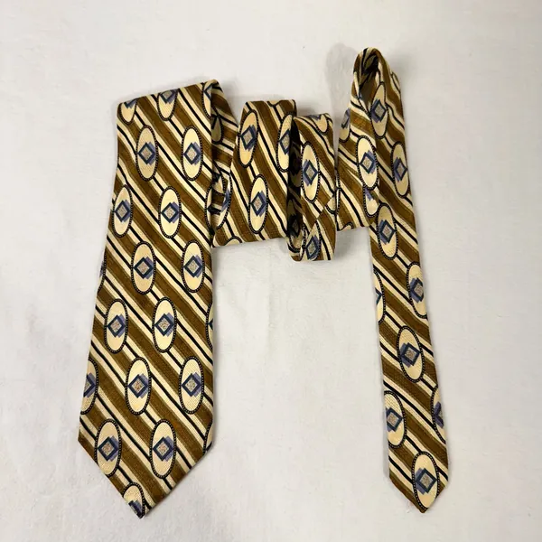 Mr. Eddie Wilmette Zanzara Men's Silk Tie Vintage Geometric Multicolor Necktie - Image 2