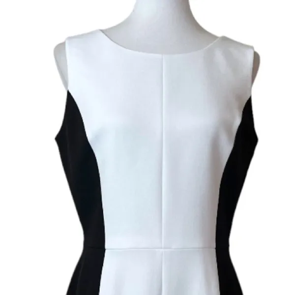 Preston & York Women’s Dress Sheath Classic Black White Color Block Size 8 - Image 5