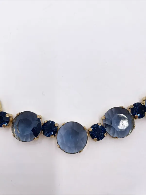 Deep Blue Crystal Gemstone Statement Necklace Costume Jewelry Adjustable Classic - Image 4