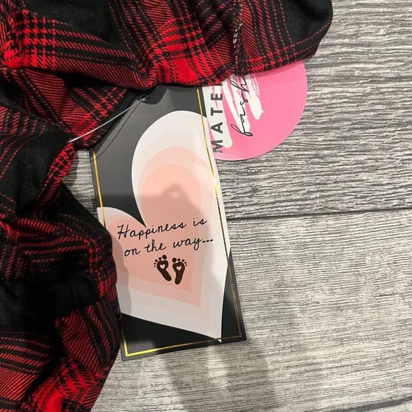 Motherhood Maternity NWT Maternity Fashion Womens XL Flannel Dress 3/4 Sleeve Red & Black Plaid VNeck - Image 5