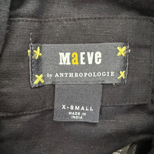 Anthropologie Maeve Size-XS Black‎ Linen Off The Shoulder Twist Crop Top - Image 4