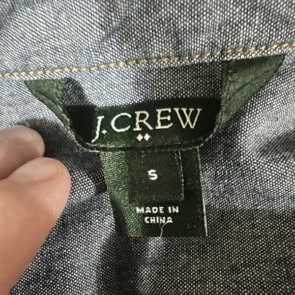 J.Crew Women's Blue Denim Chambray Shirt Dress Roll Tab Sleeve Size Small Preppy - Image 5