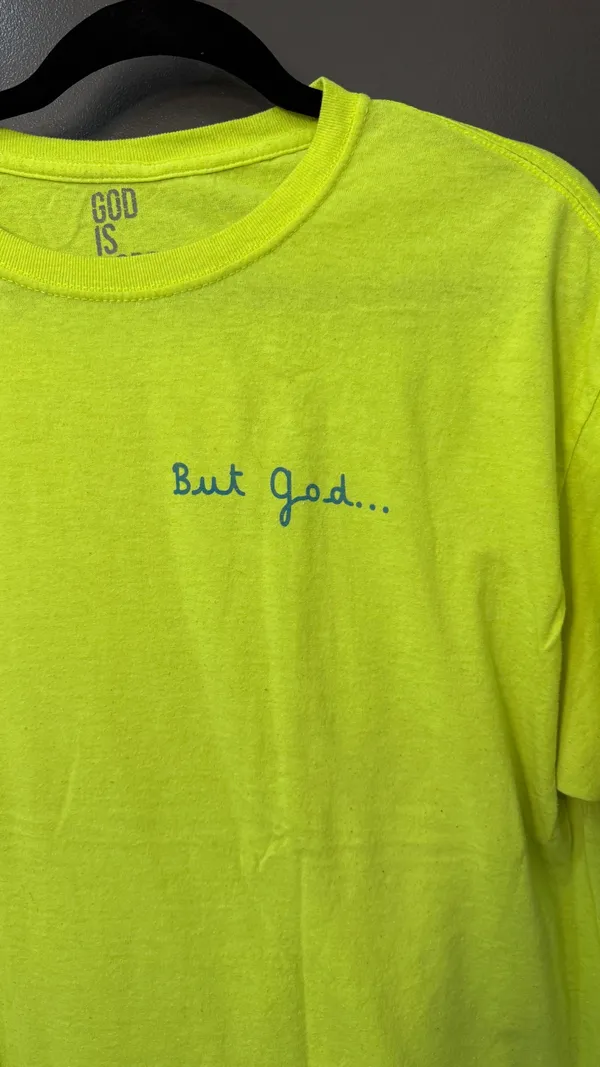 But God Neon Yellow Crewneck T-Shirt - Image 2