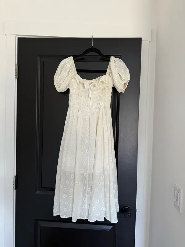 Boutique Womens Summer Floral Print Puff Sleeves Vintage Ruffles Midi Dress, Lightyellow, Small - Image 7