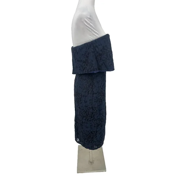 Lulus Let's Go Out Tonight Blue Lace Strapless Dress Medium Romantic‎ Evening - Image 8