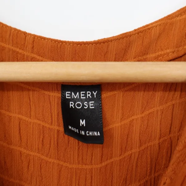 Emery Rose Rust Orange Eyelet Smocked Midi Dress Womens Medium - Image 3