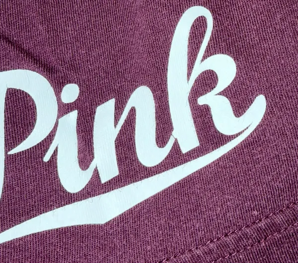 VS PINK Casual Logo Tee - Relaxed Crewneck T-Shirt Plum & White Colorblock - Image 7