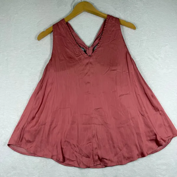 VICI Womens Medium Mauve Pink Pleated Twisted Back Sleeveless Satin Blouse Top‎ - Image 6