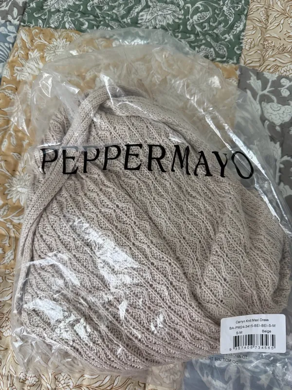 NWT Peppermayo Carryn Knit Maxi Dress S/M Beige Euro Summer Resort It Girl Beach - Image 9