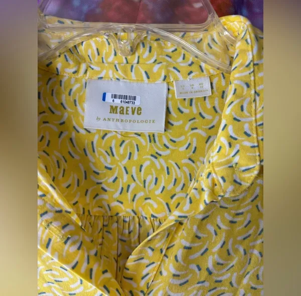 Maeve Anthropologie Blithe Yellow Patterned Button Down ✨ - Image 5