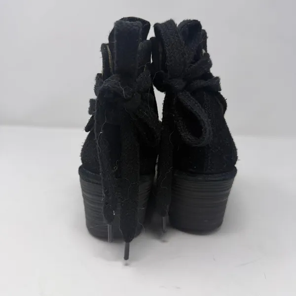 Fly London Suede Wedge Ankle Boots Black Lace Up Back Women Size 38 - Image 7