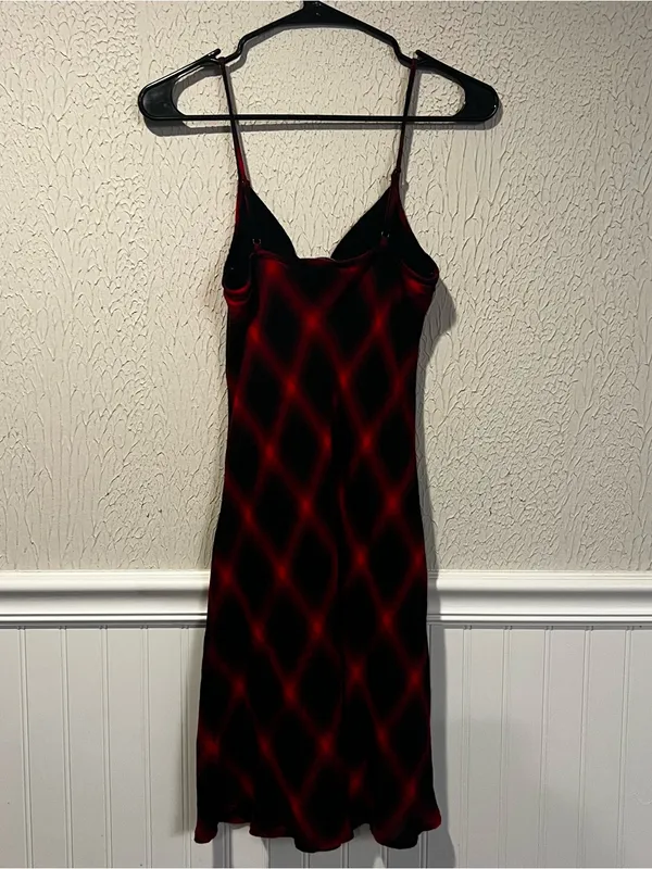 Lulus Red and Black Plaid Rayon Slip Dress size medium - Image 10