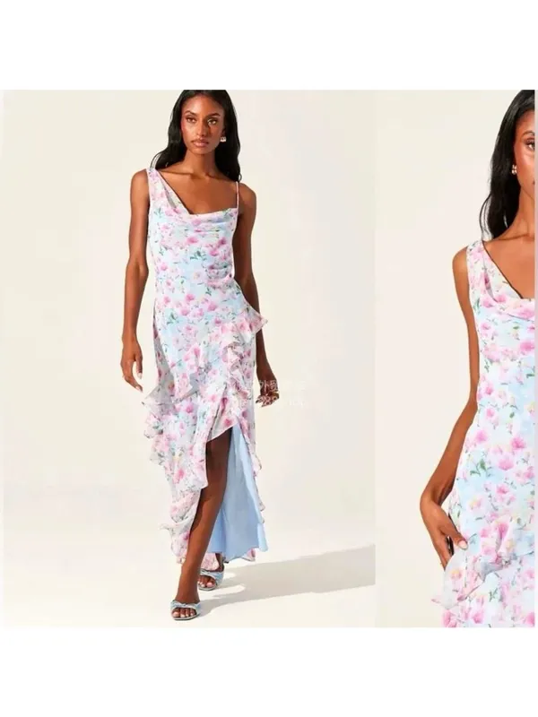 ASTR The Label Levina Floral Ruffle One Shoulder Maxi Dress, M - Image 6