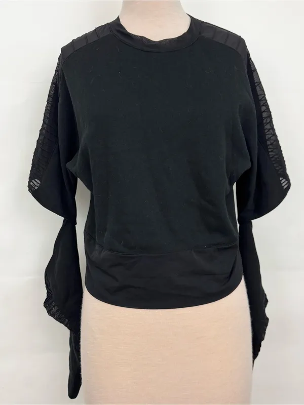Alo Yoga Womens Trend Long Split Sleeve Top mesh Cropped Large - Image 4