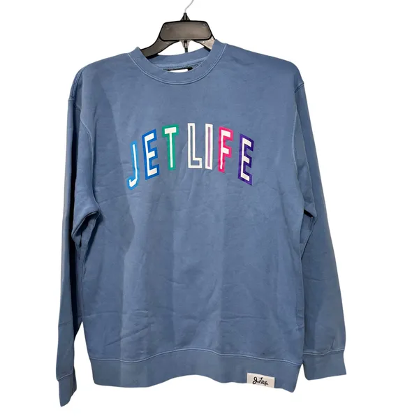 Jet Life Apparel Womens Blue Embroidered Crewneck Sweatshirt Large - Image 2