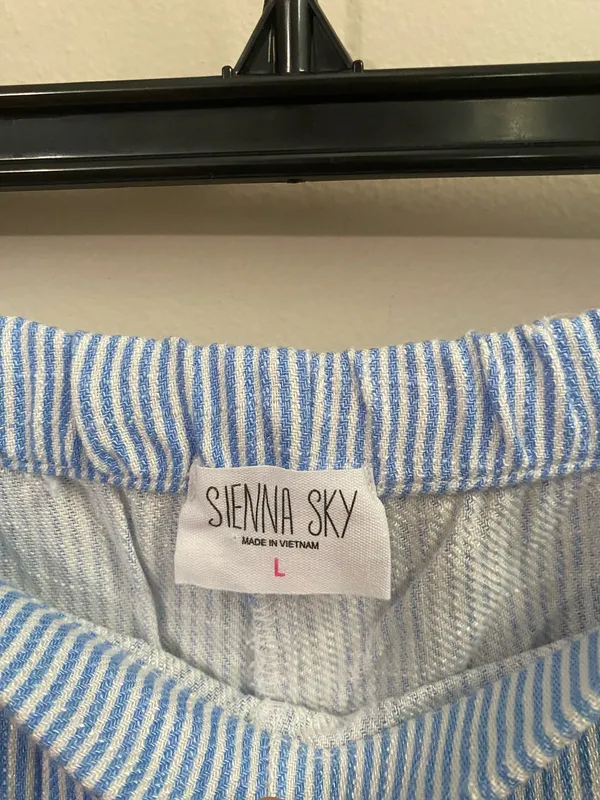 Sienna Sky Light Blue & White Striped Wide-Leg Tie-Hem Pants - Image 5