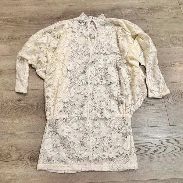 VICI Romantic‎ Boho Chic Cottagecore Lace Dress Tunic Top Size Small S Cream - Image 2