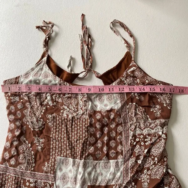 LA Hearts Paisley Slip Dress Medium Boho Patchwork Mini Dress - Image 5