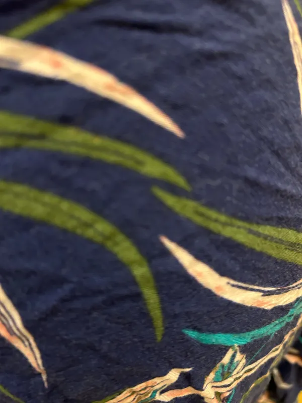 Heritage 1981 (Y2K Forever 21 Brand) Tropical Leaves Navy Linen Feel Wrap Maxi Skirt Size Small - Image 5