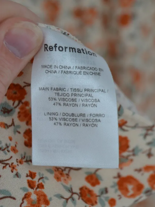Reformation Teyana Dress Size 8 Floral Print Pink Orange Cream - Image 7