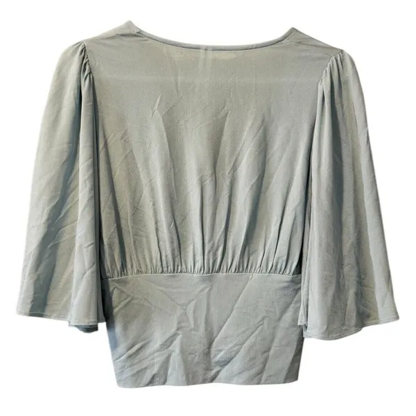Anthropologie Top Size XS Women Light Blue Bell Sleeve Crop‎ Blouse Lightweight - Image 2