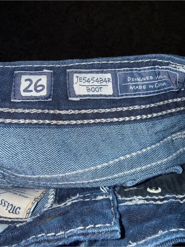 Miss Me Dark Indigo Boot Cut Jeans with Rhinestone Pockets - Image 8