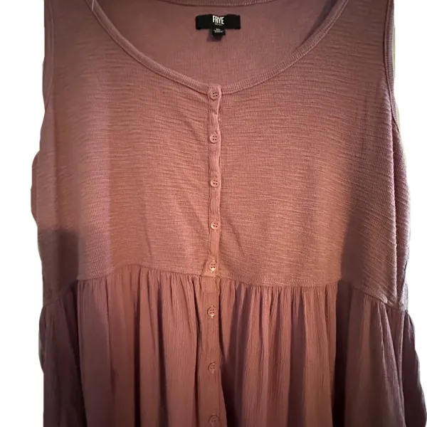 FRYE Women’s Maxi Dress Dusty Rose‎ Pink Mauve Size XL Sleeveless Button Front - Image 4