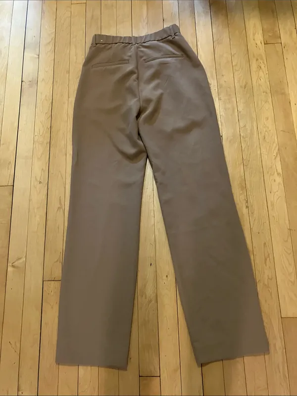Abercrombie & Fitch Straight Leg Cross Button Trousers Camel Tan Size 26/2 Long - Image 9