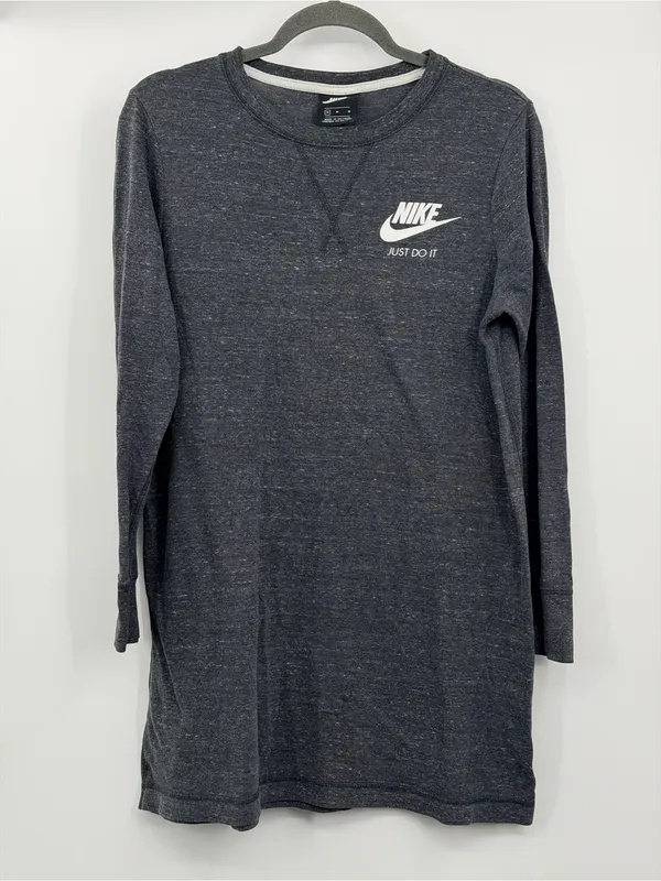 Nike Sportswear Gym Vintage Long Sleeve T Shirt Dress Gray Medium AA2015‎ - Image 2