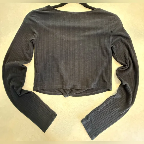 Garage Black Ribbed Crop Top - Image 2